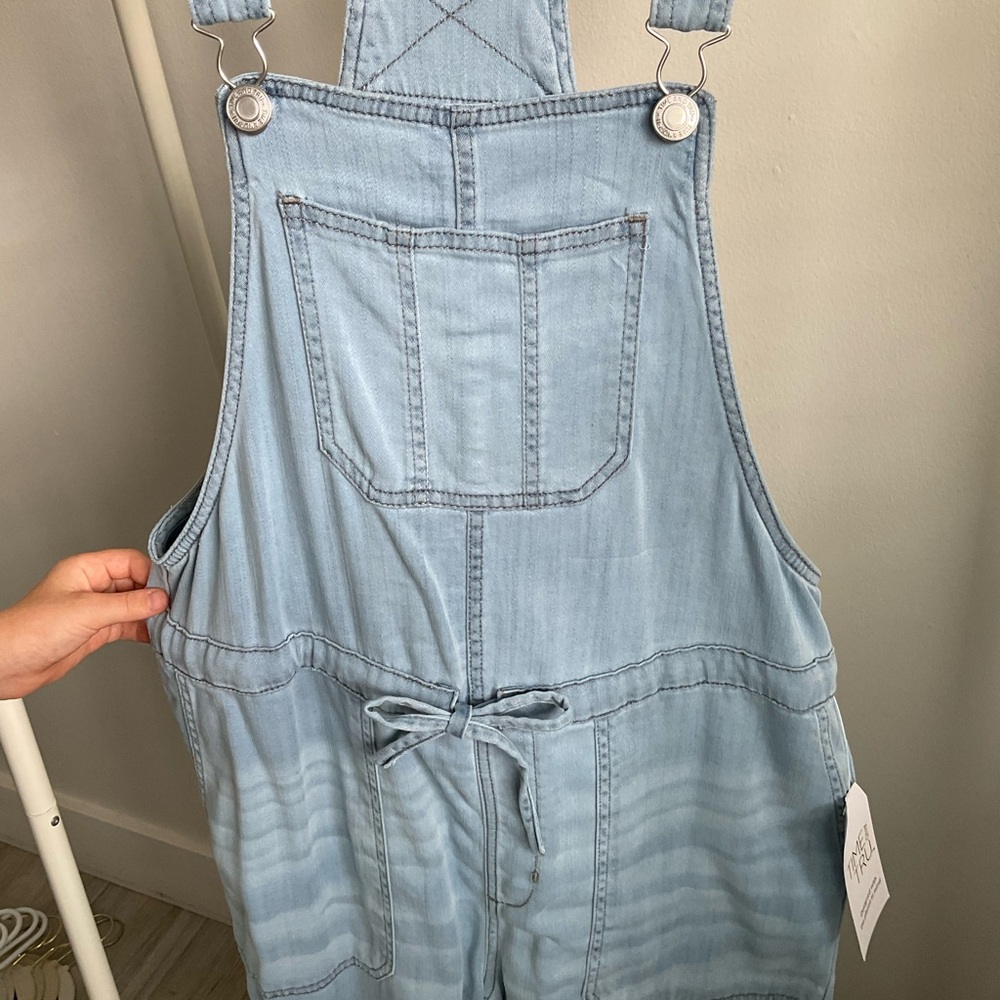 Time and Tru Blue Jumpsuit with Tie Waist - Picture 2 of 6